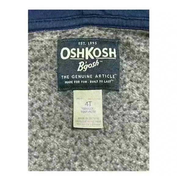 OshKosh B’gosh Baby Toddle Hoodie Gray-Blue Sweater Size 4-T - Picture 7 of 8
